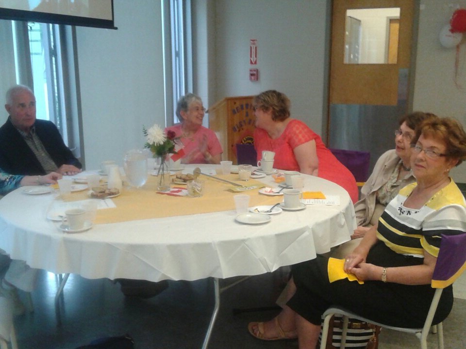 Mayor/Lion Don Clarke share a table with the Lionettes at the Seniors Tea. Canada 150 <a href="/ValleyHarvester/">Valley Harvester</a> @jennhoegg <a href="/Canada/">Canada</a> <a href="/lionsclubs/">Lions International</a>