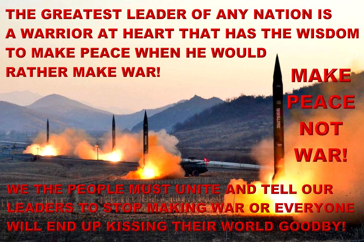 MeratFred's tweet photo. TRUMP IS NOT INTERESTED IN MAKING PEACE. HIS AGENDA IS 2 MAKE WAR &amp; BECOME THE LEADER OF THE WORLD! IMPEACH HIS ASS B4 HE KILLS US ALL! https://t.co/giDISIuXHI