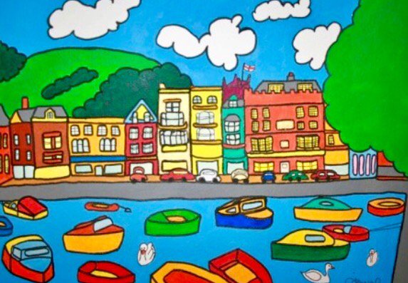 JaynePerryArt's tweet photo. 'Dartmouth Boat Float' #Dartmouth #Devon #Southhams #boat #acrylicpainting #art #Twitart #myownwork https://t.co/oATRuAZcGd