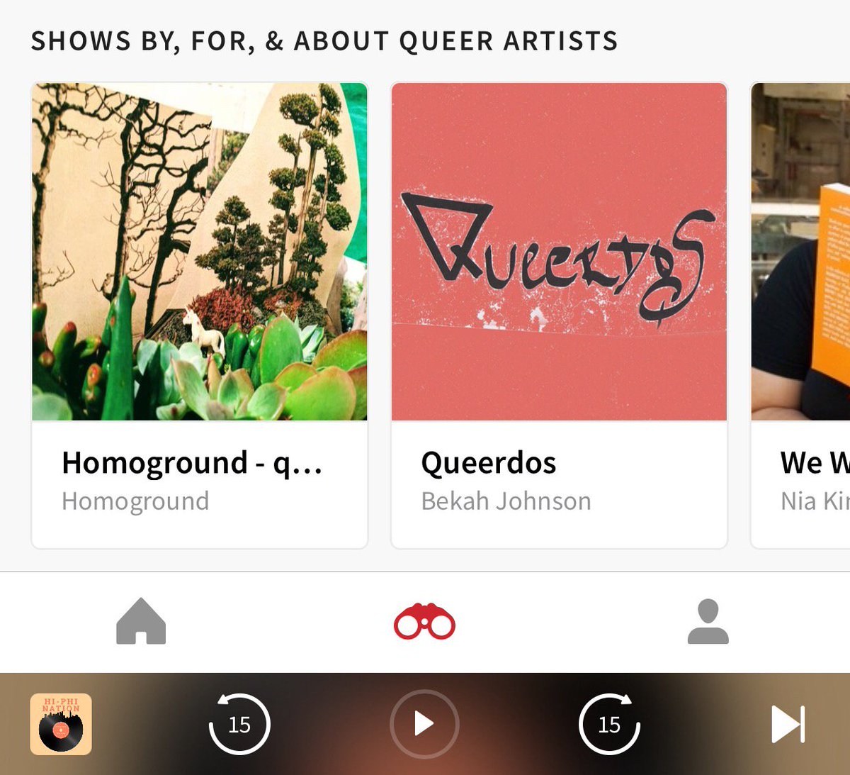 RadioPublic's tweet photo. Shows by, for, &amp; about queer artists, incl. @homoground @QueerdosPodcast @ArtActivistNia @WROTEpodcast @woodlandpodcast @GutterQueens https://t.co/VRM1qNfUcW