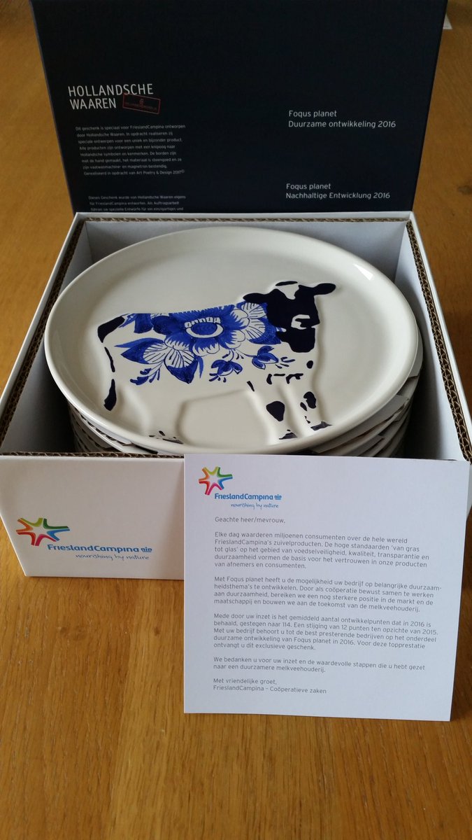 Cadeautje van Friesland Campina voor duurzaam produceren.