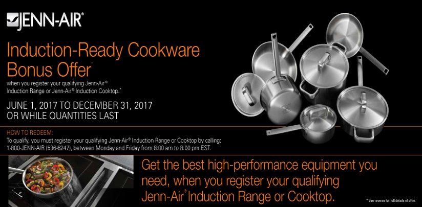 StalwartApplian's tweet photo. Qualify for a #cookware bonus offer when you register your qualifying Jenn-Air #inductionrange or #inductioncooktop. https://t.co/xcxv6D2W0p https://t.co/nJzr9rLw8Z