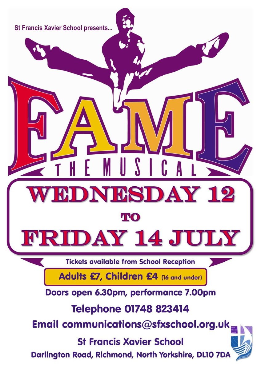 marieclaire25's tweet image. I'm directing Fame the Musical at SFX School, Richmond 12-14 July. Tickets available from reception #fame #schoolproduction