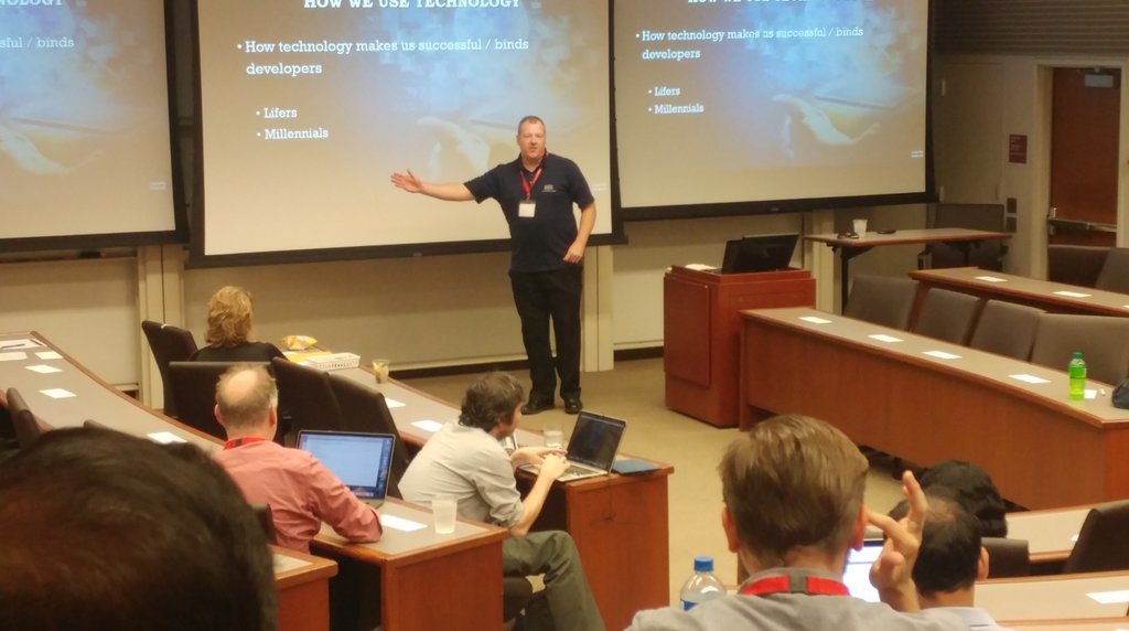 CoderConference's tweet image. Kicking off the afternoon with @MarkyRoden presenting &quot;Leading from the Back&quot; in the #TechLeadership room