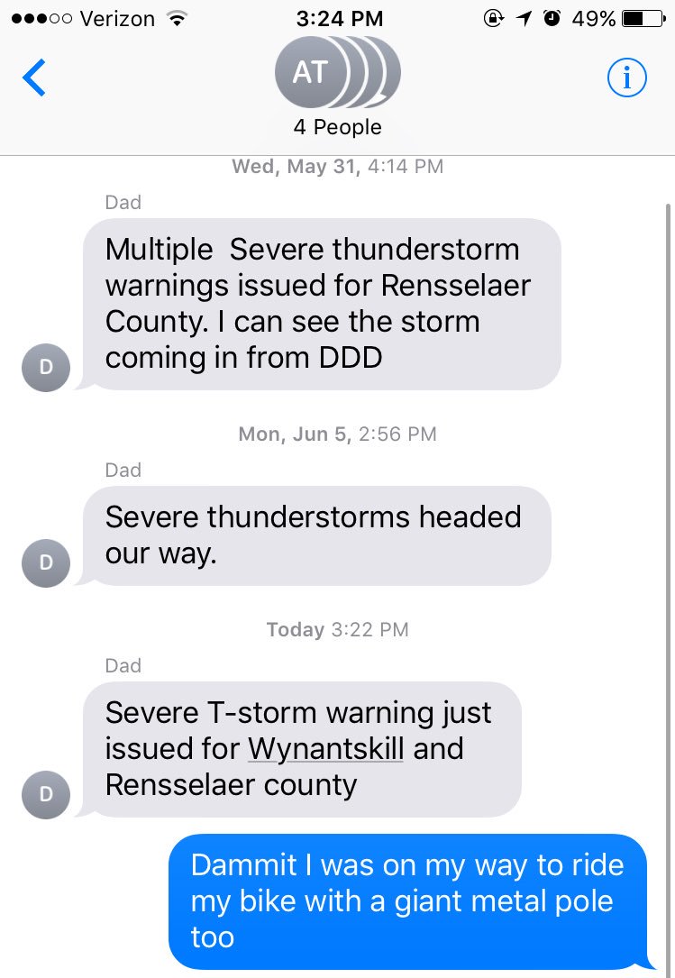 knf_prty's tweet photo. My dad texts our entire family every time there might be a thunderstorm https://t.co/UEW2DC8HGh