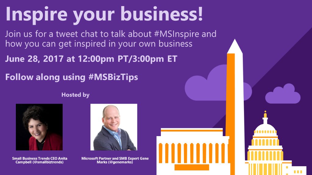 Learn what to expect at #MSInspire & more during a #Tweetchat on Wednesday, June 28 at 3PM ET #MSBizTips