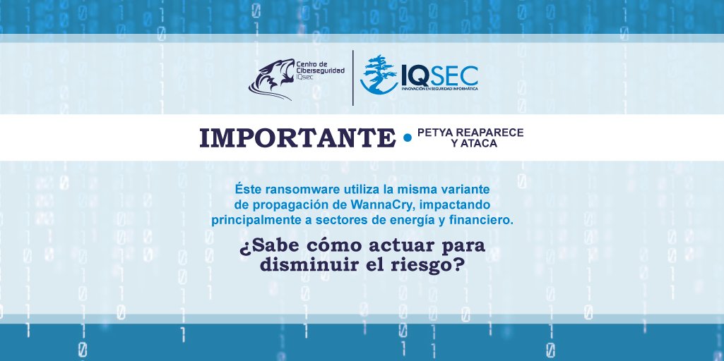 Conozca algunas medidas que le permitirán reducir el riesgo de ser afectado por el #Ransomware #Petya Clic aquí: bit.ly/2rYZ4Pj