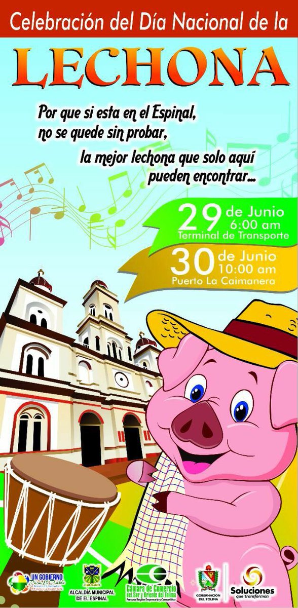 alcaespinal's tweet photo. INVITACIÓN DÍA NACIONAL DE LA LECHONA PROXIMO JUEVES Y VIERNES..@luzofranco @TropicanaIbague @nuevodiaibague @Gincalima @lamegaibague https://t.co/q1KoiD8rUc