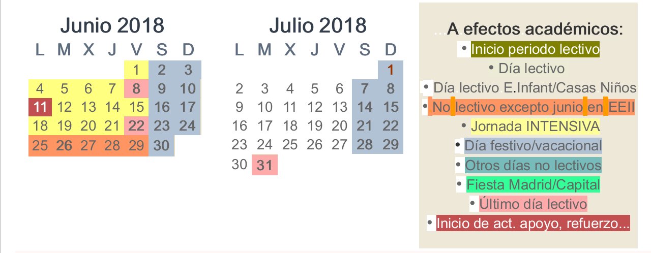 Calendario escolar Madrid 2017-2018 y convocatoria extraordinaria: detalles  de un despropósito