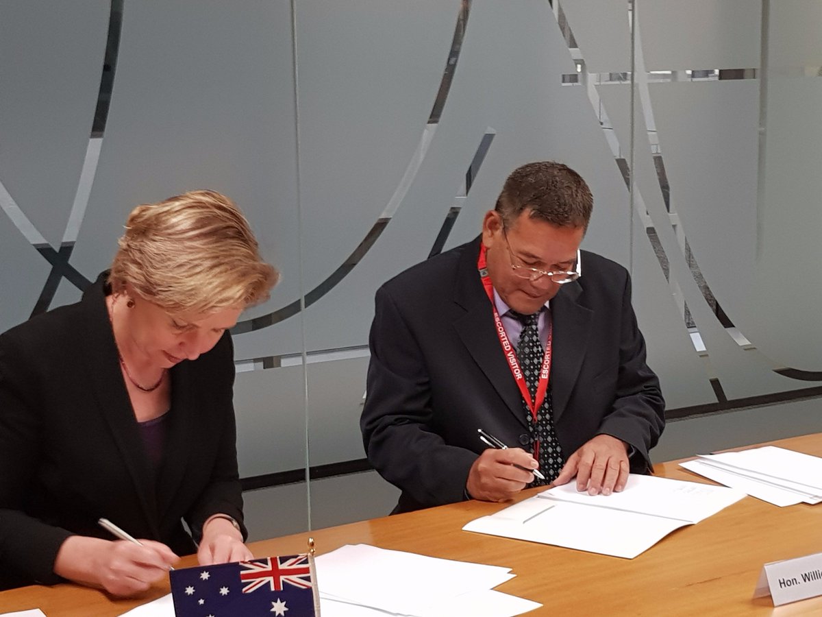 Minister of MICTTD Willie Tokataake signed the MOU and agreeing to the Air Service Agreement (ASA) with the Australian Government.