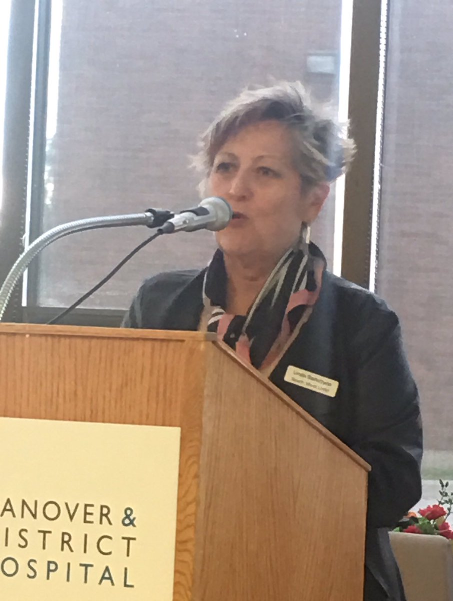 OnwardChild's tweet photo. #SWLHIN Board Director Linda Ballantine brings greetings to @HDHospital AGM. Congratulates us on our Mission, Vision &amp; Values. https://t.co/Vx48koqvyN