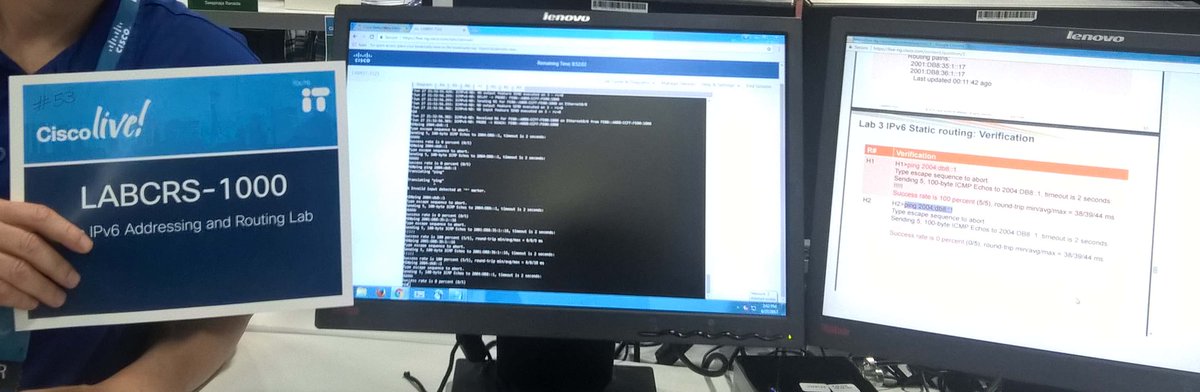 rodentcake's tweet photo. New to IPv6?  Break the ice with LABCRS-1000 Intro IPv6 Addressing and Routing Lab.

Thanks for creating this Harold!
#CLUS https://t.co/Vz8WYuMlGV
