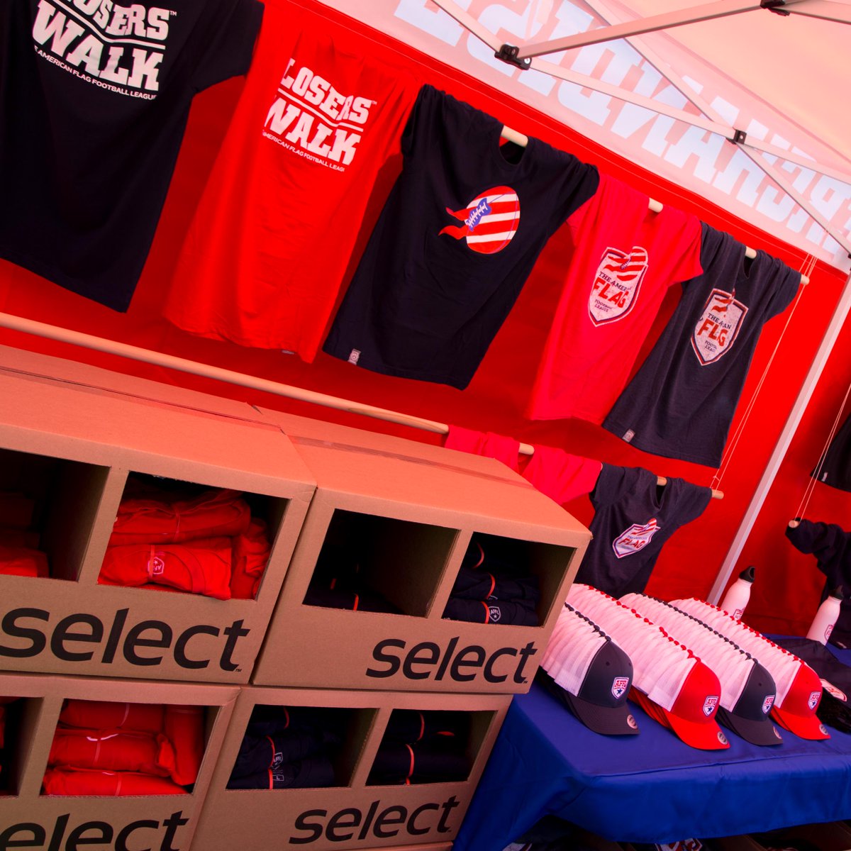 SelectDesignLtd's tweet photo. 30 min till gates open at @AvayaStadium for @ProFlagAFFL Launch Game and our merch tent is up and running! #flagfirst #AFFL #selectdesign https://t.co/cgcbMhG2pI