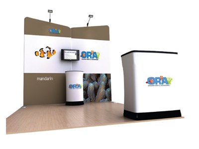 Exhibition booth 6m x 3m 3 sides open. Ready to render and modeled with real world scale.