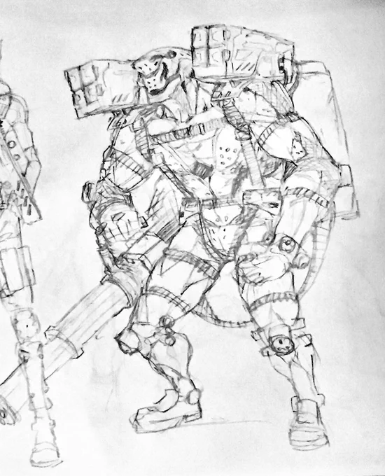 ファミレスで暇つぶしに描いてたマッチョ 