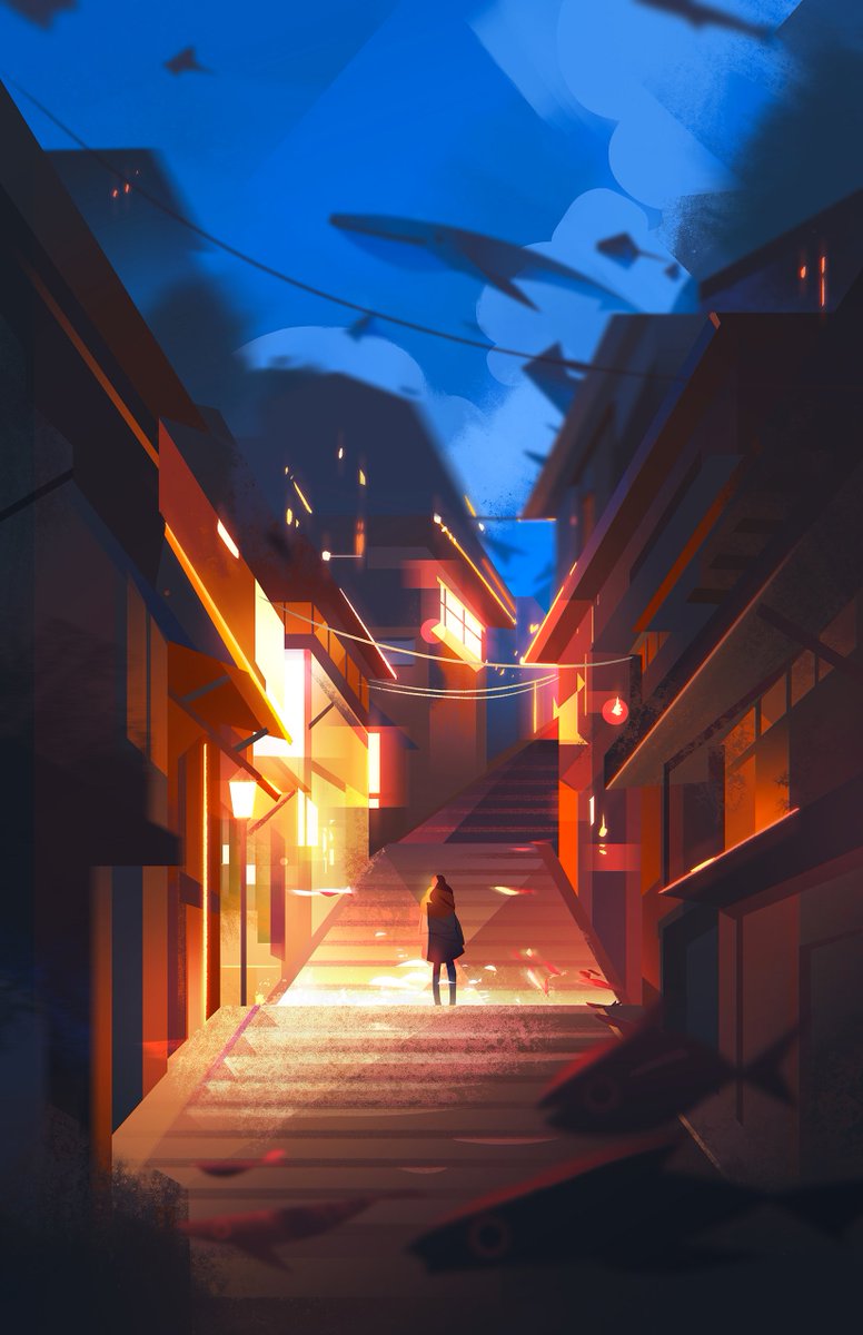 Adobe's tweet image. Drawing inspiration from scenes and 📷's of Japan's landscape, illustrator Jenny Yu creates magical "Cityscapes:" adobe.ly/2sPFtUp