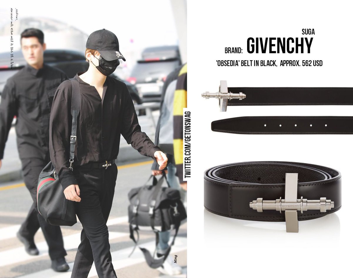 Beyond The Style ✼ Alex ✼ on X: SUGA #SUGA 170628 airport #BTS #방탄소년단 #민윤기  GIVENCHY Obsedia Buckle Reversible Leather Belt Black   / X