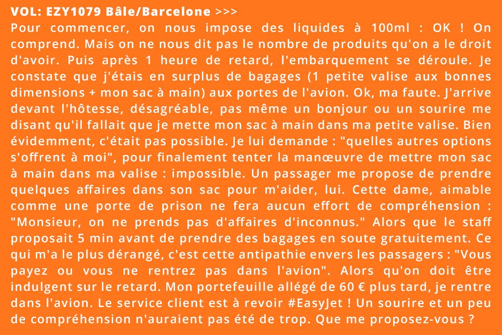 Baramode's tweet photo. Ça vous parle les #voyageurs ? #experienceclient #experience #avion #staff  @easyJet #avis #easyjet #vol #voyage #aeroport https://t.co/DIaylf3RUu