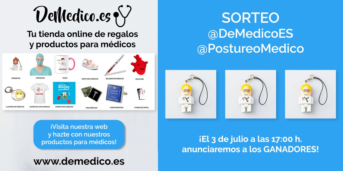 DemedicoES's tweet photo. ¡¡¡SORTEO!!!
#Sorteo de 3 Pen Drive de https://t.co/WYnz9VfAvL👉La tienda online para médicos!
1⃣Sigue a @DeMedicoES y @PostureoMedico 
2⃣RT https://t.co/9H26jmdRp2