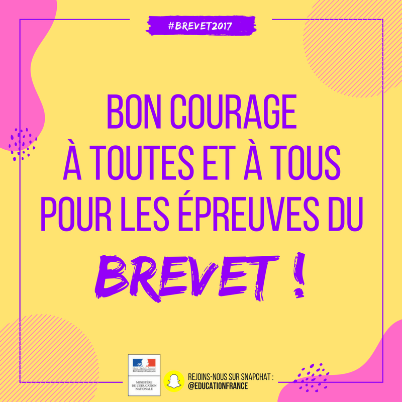 education_gouv's tweet photo. Bon courage aux collégiens qui passent les épreuves du #brevet2017 à partir de demain ! https://t.co/ZUBQ44v01m