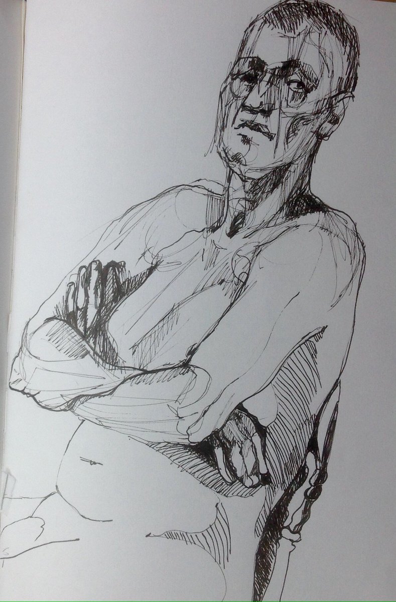 bearprintstudio's tweet image. Life class sketch book work . Doffcocker Inn .
Pen and ink, "Stuart "