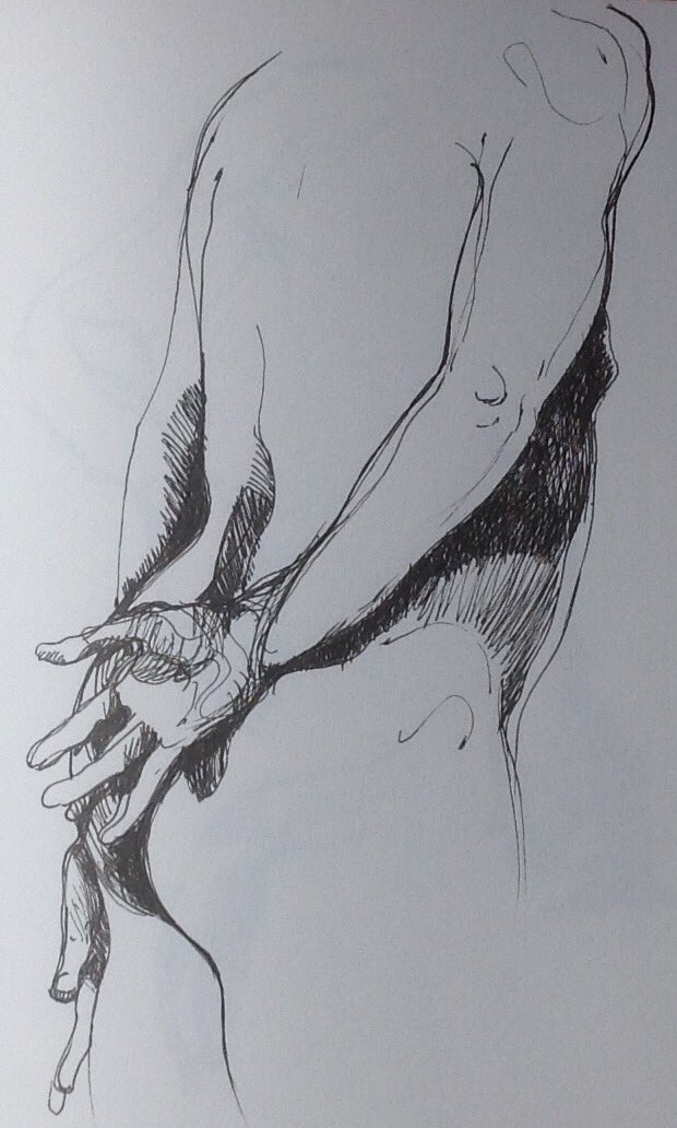 bearprintstudio's tweet image. Life class sketch book work . Doffcocker Inn .
Pen and ink, "Stuart "