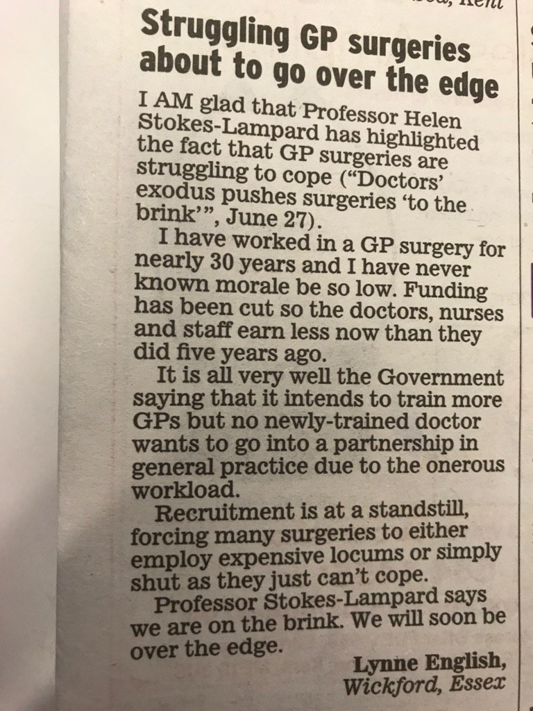 rcgp's tweet photo. Letter in response to @HelenRCGP comment in @Daily_Express - understanding of resource/workforce pressures facing GPs https://t.co/0ad2i3Vrm1