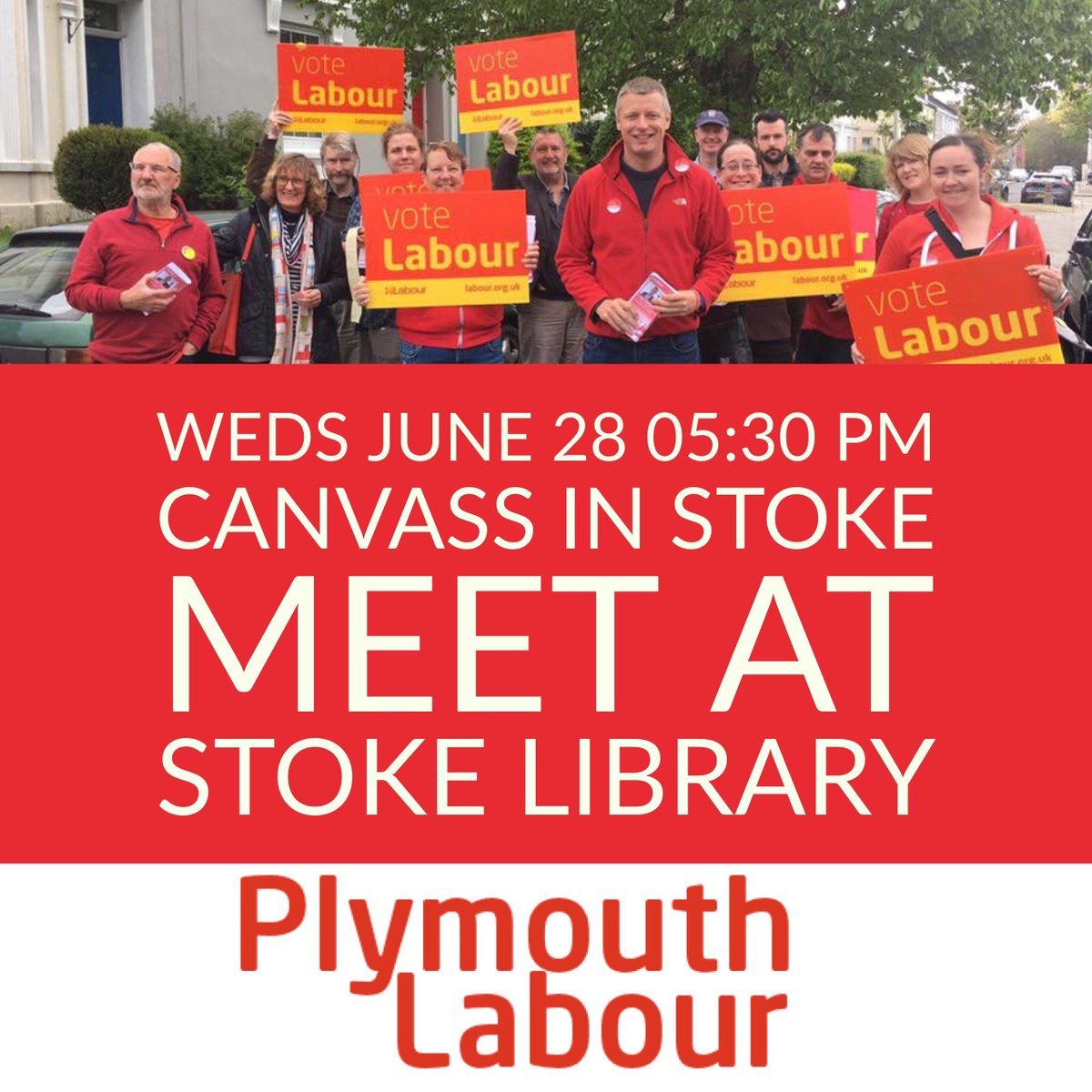 LukePollard's tweet photo. Join the #PlymouthLabour Canvass team today Weds 28th June Stoke Library at 5.30pm #SaveStokeLibrary https://t.co/wgelthMJKT https://t.co/tkJKk7qyoZ