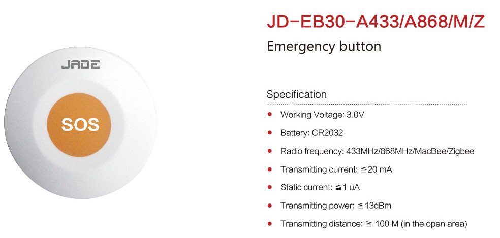 SwatowSu's tweet image. 433/868MHz wireless emergency button. +8613535266940.  sales5@jade-iot.com