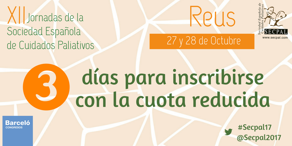 secpal2022palma's tweet photo. 📢 Aproveche para inscribirse con la cuota reducida antes del 30 de Junio!

📝Regístrese https://t.co/3rnTOlXLgw

📍# Reus

#cuidadospaliativos https://t.co/zhNXiD4AKu