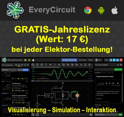 ElektorDE's tweet image. Exklusiv bei Elektor: GRATIS-Jahreslizenz von #EveryCircuit (Wert: 17 €) bei jeder Online-Bestellung! elektor.de