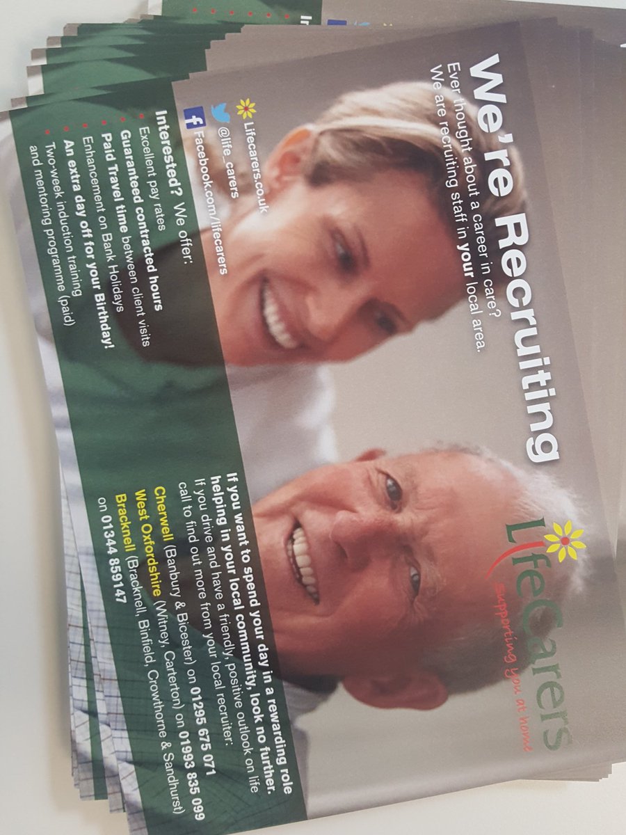 #We'reRecruiting #care #LifeCarers #job #career #careerincare #Bracknell #Witney #Banbury #Bicester