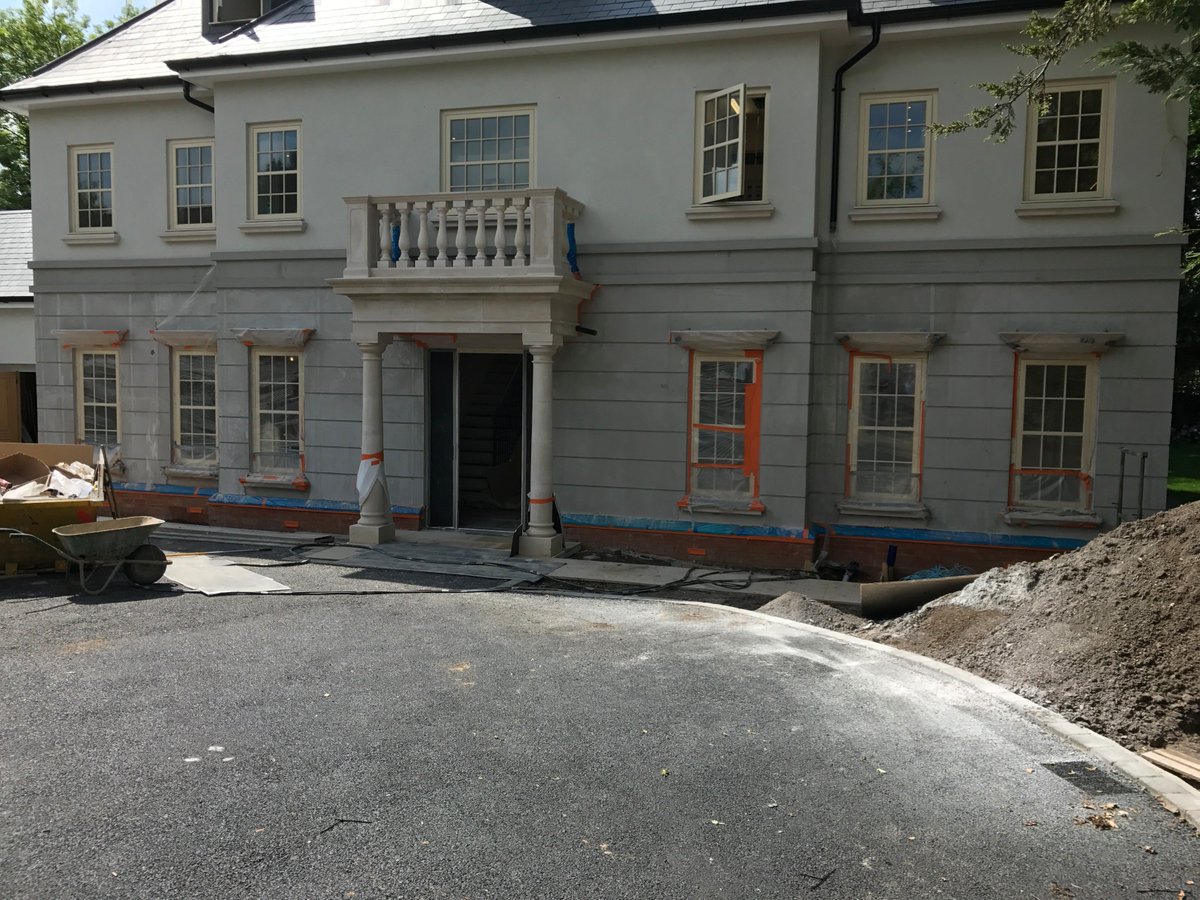 KeyStonework's tweet image. Private house in north London coming to completion, Wet-Cast Portland Window Heads, Cills, Balustrade and Portico.