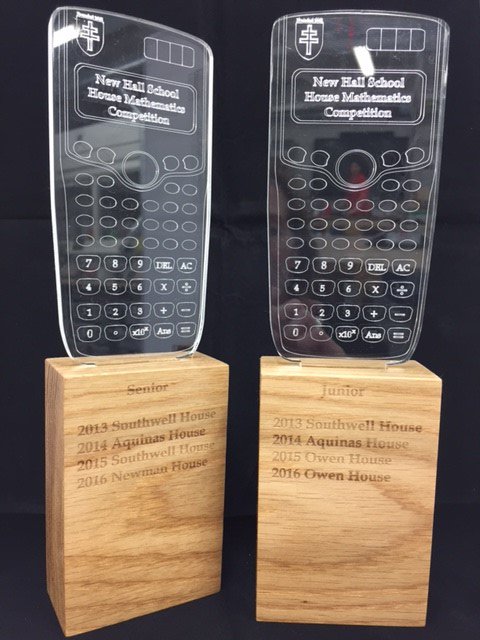 NewHall3Ddesign's tweet photo. Senior and Junior Maths #trophies ready for prize giving this week, hand-made &amp; #lasercut in D&amp;T #BSiL https://t.co/7BM9xBaRAc