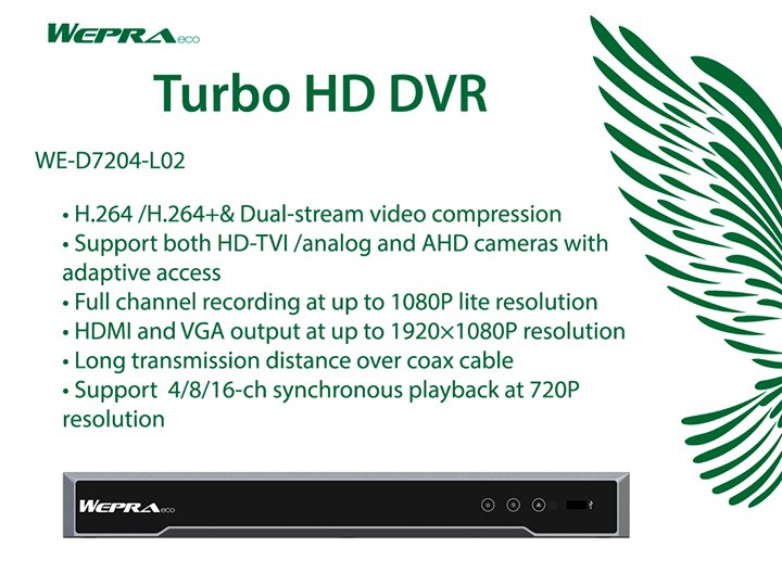 WEPRAproducts's tweet photo. Turbo HD DVR 
WE-D7204-L02
#WEPRAeco https://t.co/w3eXucTtyn