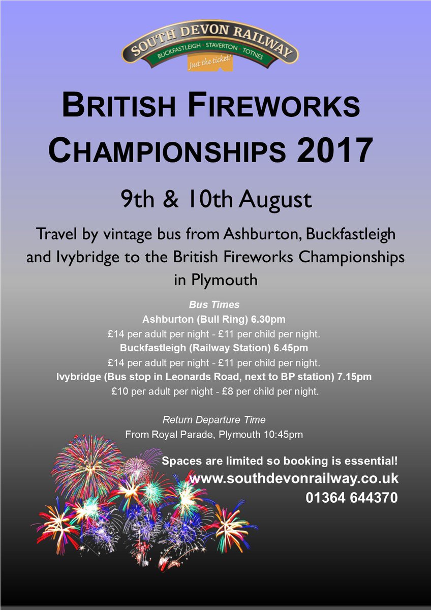 southdevonrly's tweet image. British Fireworks Championships 2017! Beat the traffic jams &amp;amp; travel in style on our vintage bus. Pre book tickets goo.gl/k6MxaJ