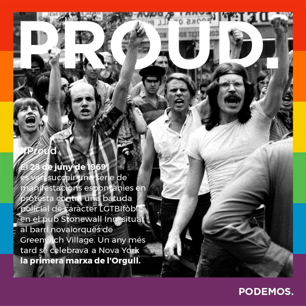 podem_cat's tweet photo. #Proud pel rècord de la revolta d'Stonewall que va fer sortir les persones LGTBI de la clandestinitat https://t.co/SUsiCNAakq