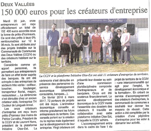 Article du journal Oise Hebdo ! Félicitations aux entrepreneurs !
#création #reprise #financement #taux0 - @comCC2V