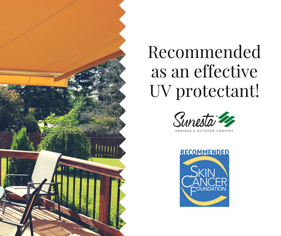 SunestaAwnings's tweet photo. .@SkinCancerOrg recommends #Sunesta® awning fabric as an effective UV protectant! #UVProtectionMonth https://t.co/UolpVVfVjx https://t.co/NXWNK3J7N9