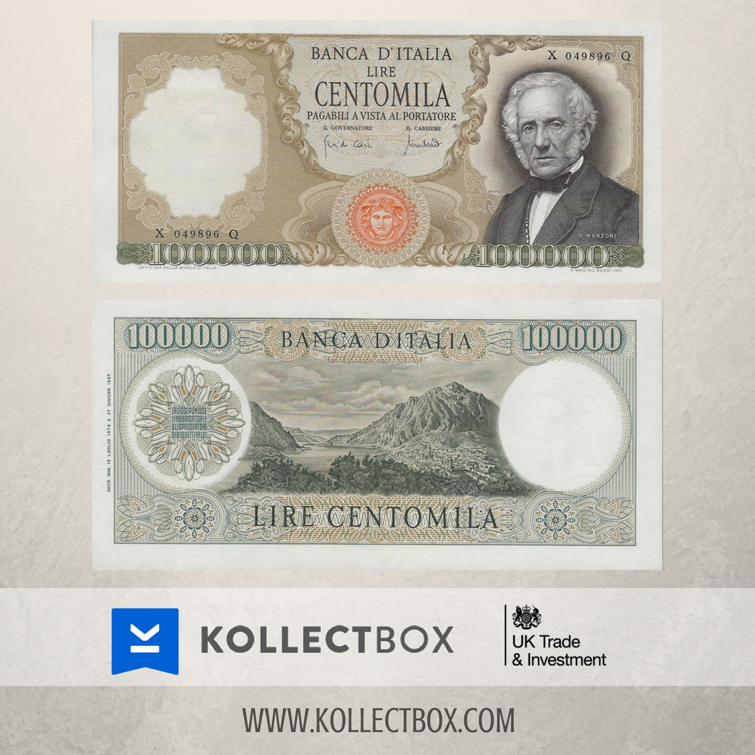 ITALY BANCA D'ITALIA 100000 LIRE 1967 "A. MANZONI" AUNC
#banknotes #papermoney
ow.ly/OlOM30dhx2B