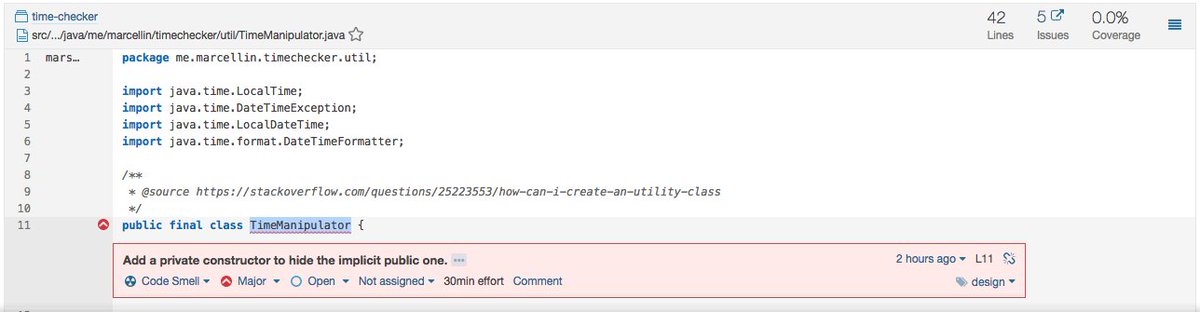 fusemars's tweet image. Code coverage tools can teach you things that you do not study in school!
#java #utilityClasses @SonarQube