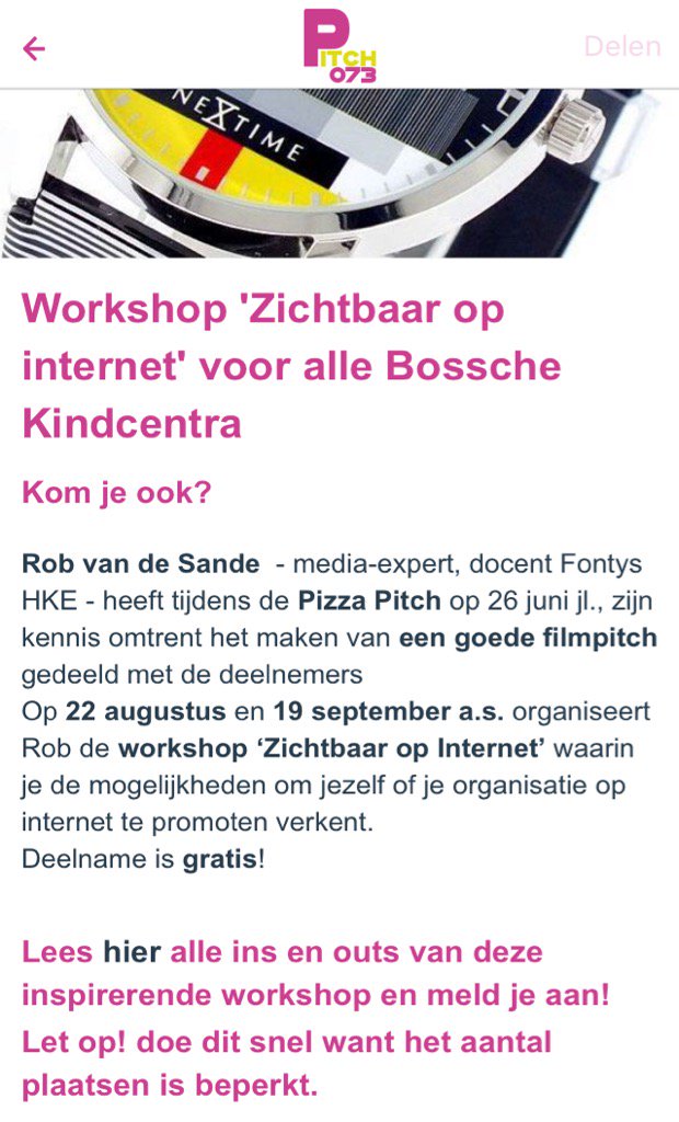Wil je ook leren hoe je een goede #filmpitch maakt? Schrijf dan in via de #app van #Pitch073  itunes.apple.com/us/app/pitch07…