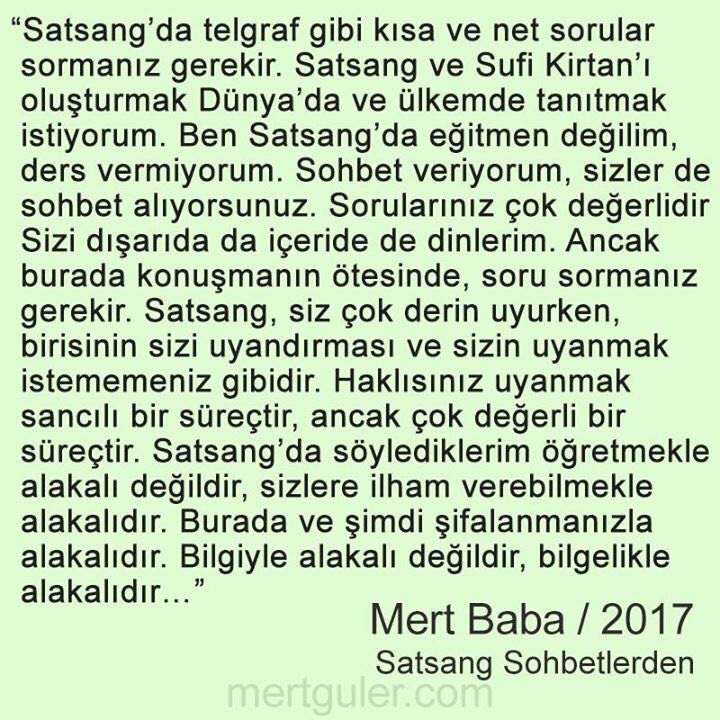mertgulercom's tweet photo. #Satsang ve #SufiKirtan'ı oluşturmak ve tanıtmak istiyorum. Satsang siz çok derin uyurken birisinin sizi uyandırması gibidir...
__
#MertBaba https://t.co/rOVbBLxnO4