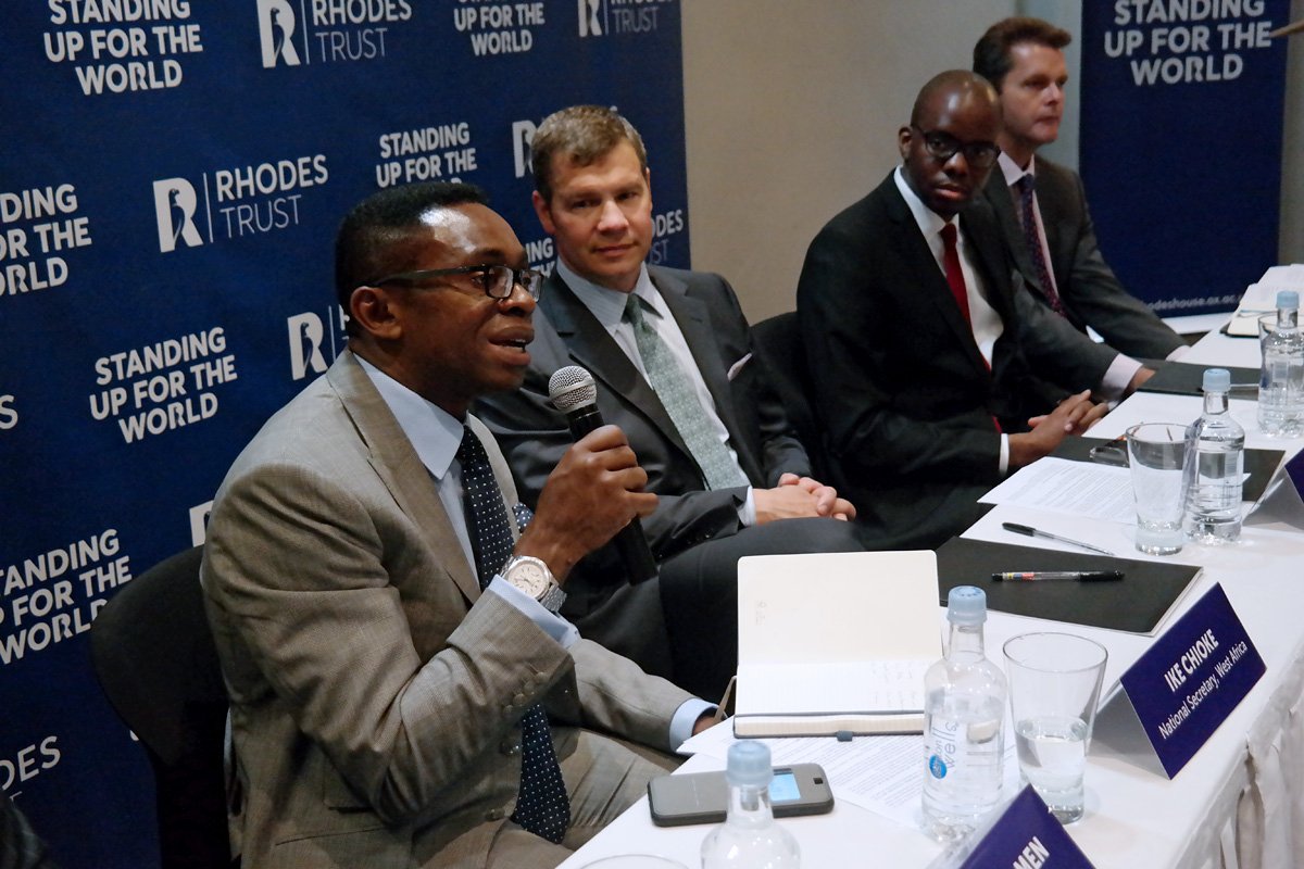 National Secretary, Rhodes Scholarships for West Africa &amp; Rhodes Scholar <a href="/ike_chioke/">Ike Chioke</a> at the launch of the #scholarship in #Lagos.