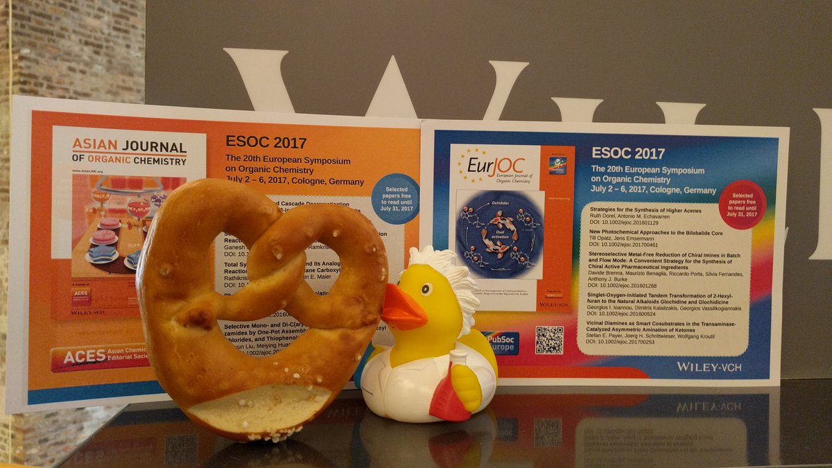 AsianJOrgChem's tweet photo. #chemquackers enjoying a pretzel at #esoc20 @EurJOC @AsianJOrgChem @ChemAsianJ https://t.co/9WIG9XIxa1