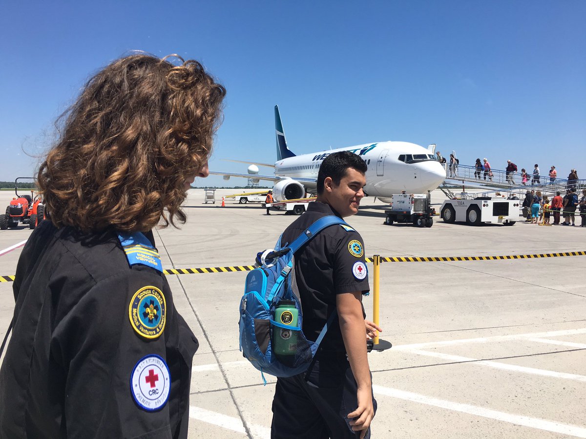 NPEMAMedVents's tweet photo. #NPEMA Boarding our flight to #CJ2017 in #Halifax. Thanks for the hospitality @WestJet in #Hamilton. @scoutscanada #ScoutsDoStuff https://t.co/tHyrjfkIb8