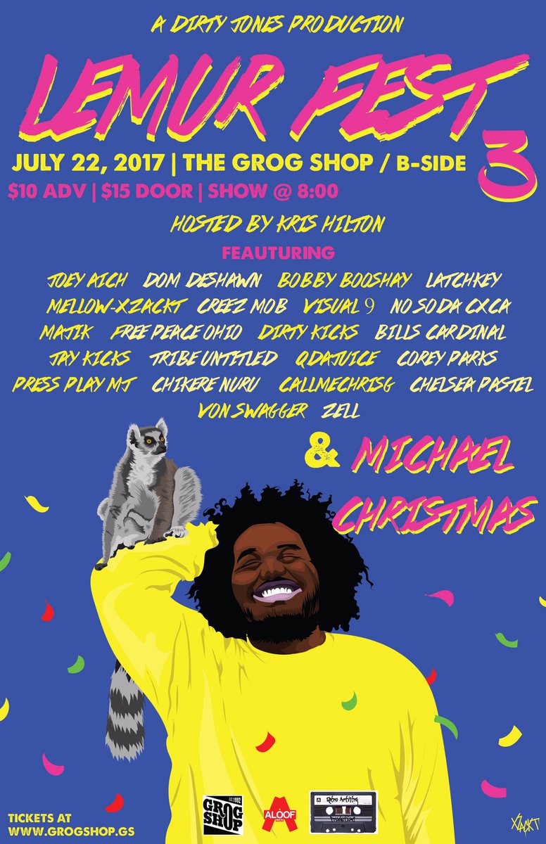 BobbyBooshay216's tweet photo. July 22nd @LemurFest3 is happening at the Grog Shop ft dope locals listed below! 

I'll be DJing and Michael Christmas is headlining!! https://t.co/p16TM2yweT
