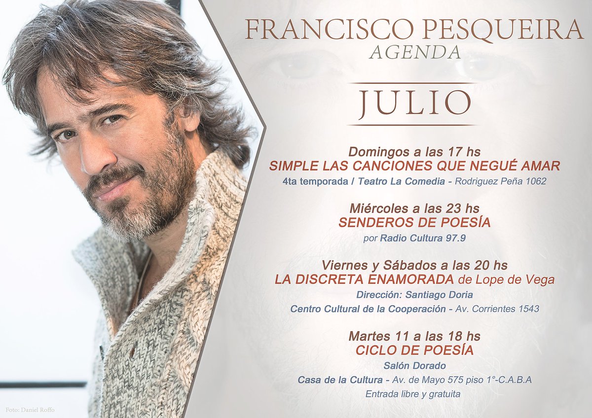Empezó un julio a puro azar, poesía, canciones, teatro y radio!. Los invito a seguir acompañándome en mis distintas presentaciones. Gracias!