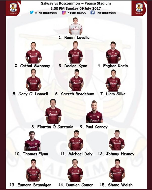 RoscommonGAA's tweet photo. Galway named their team and we named ours for @ConnachtGAA Final. In case you missed it they're here. #rosgaa #gaa #conngaa https://t.co/u7gfBxerSb