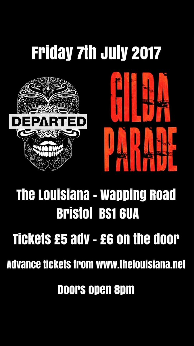 LOOKING FORWARD TO THIS! COME ON BRISTOL - @departeduk + <a href="/gildaparade/">Gilda Parade</a> at @louisiana.bristol !!

THIS FRIDAY!!!! 7TH JULY

@bristollivemag